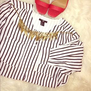 H&M White and Black Button-Up Blouse