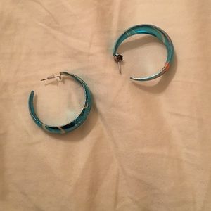 Blue Paint Splatter Hoop Earrings