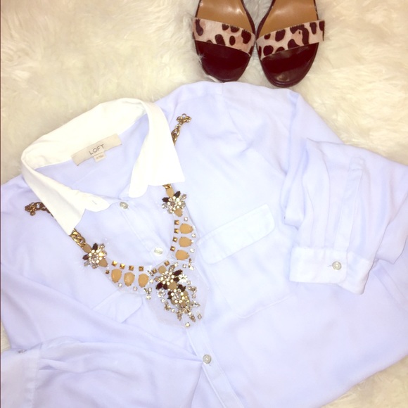 Loft Oxford Utility Blouse - Light Blue