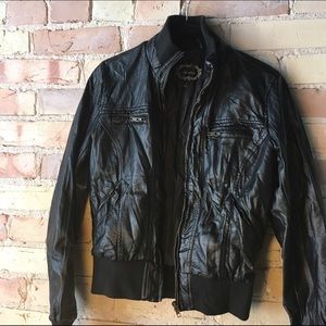 Faux Leather Bomber Jacket