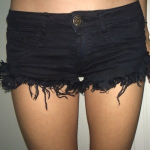 Black Jean distressed shorts