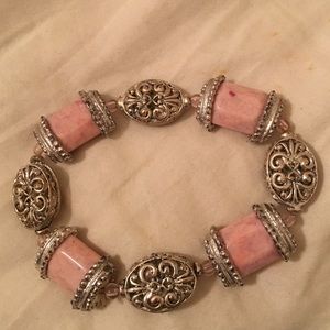 Antique pink and silver bracelet