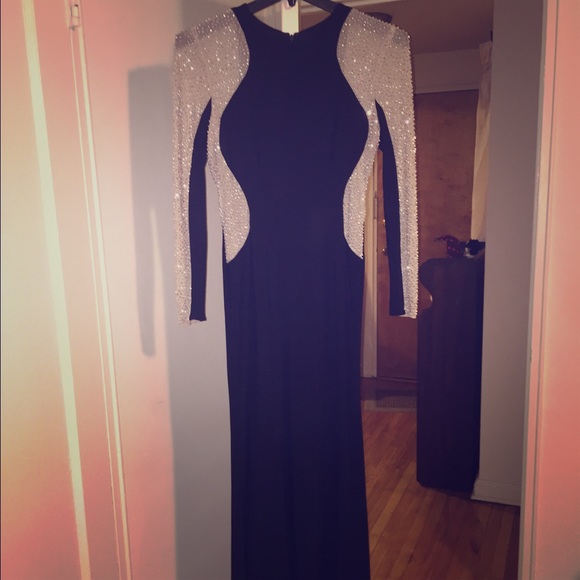 macy's black and silver dress