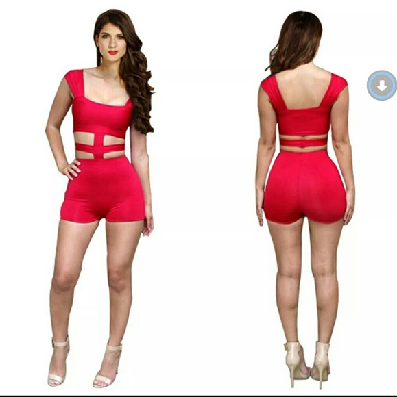 Red sexy short romper