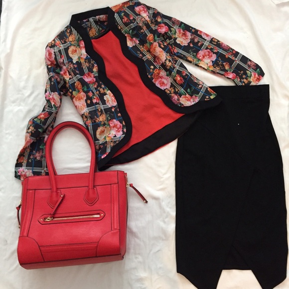 Red Top with elastic bands on back .