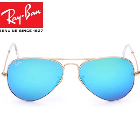 Blue Rayban Aviator sunglasses