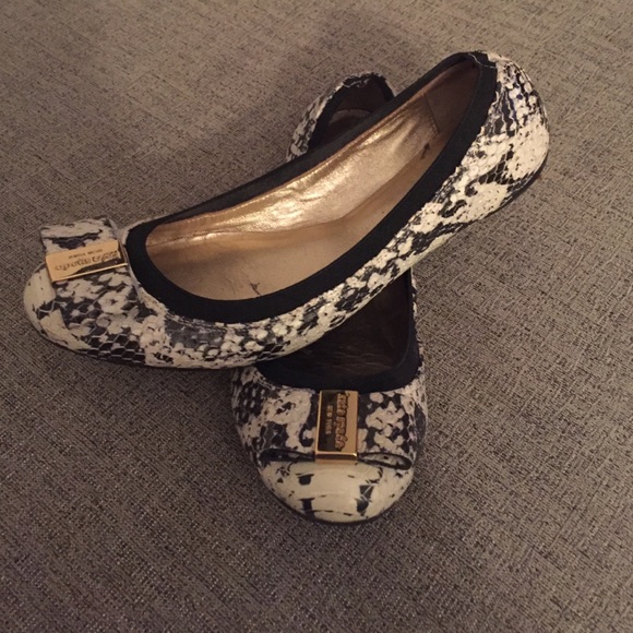 Kate Spade Snakeskin leather bow flats