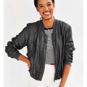 Black Chambray Bomber Jacket