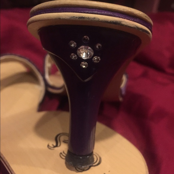 Purple sandals or slides with wooden soles - Picture 2 of 4