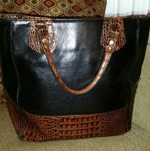 SOLD Brahmin two toned black and brown croc purse