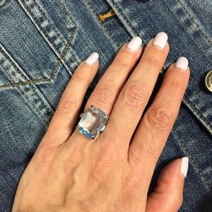Azure faux crystal ring