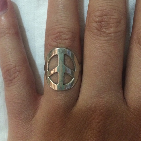 Silver peace sign ring