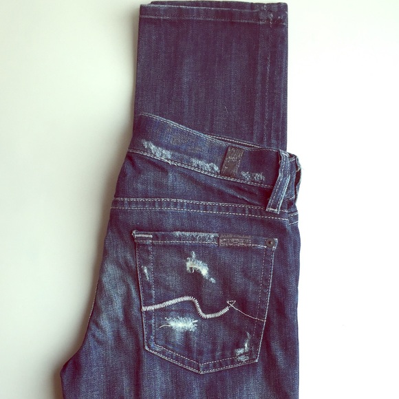 7 for All Man Kind Destructed Skinny Size 24