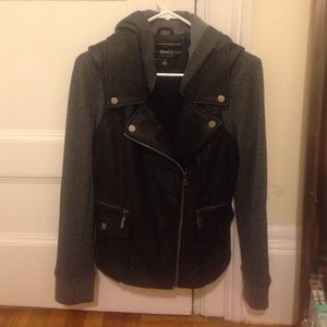 Black and grey Leather Jacket