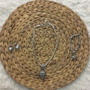 Brighton heart necklace, bracelet and earrings
