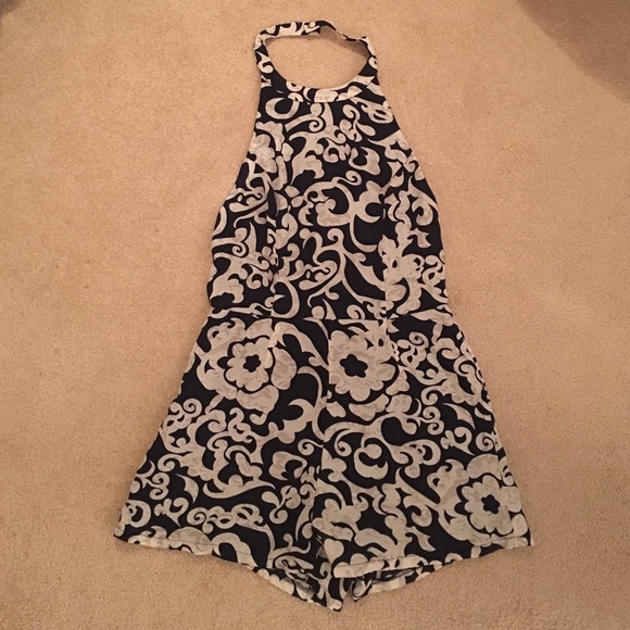 Navy and white romper