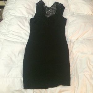 Black lace high neck party dress