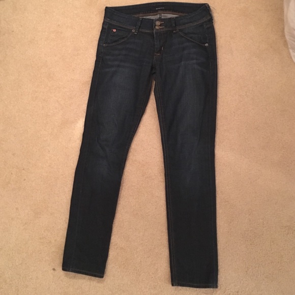Hudson dark wash straight legged jeans