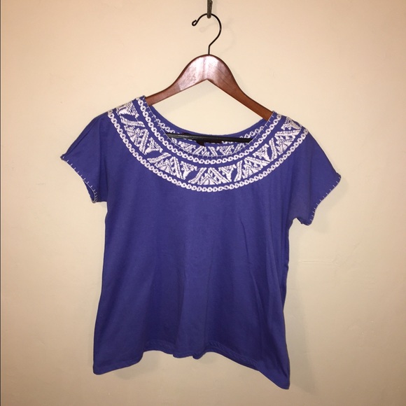 Royal Blue Embroidered Boatneck