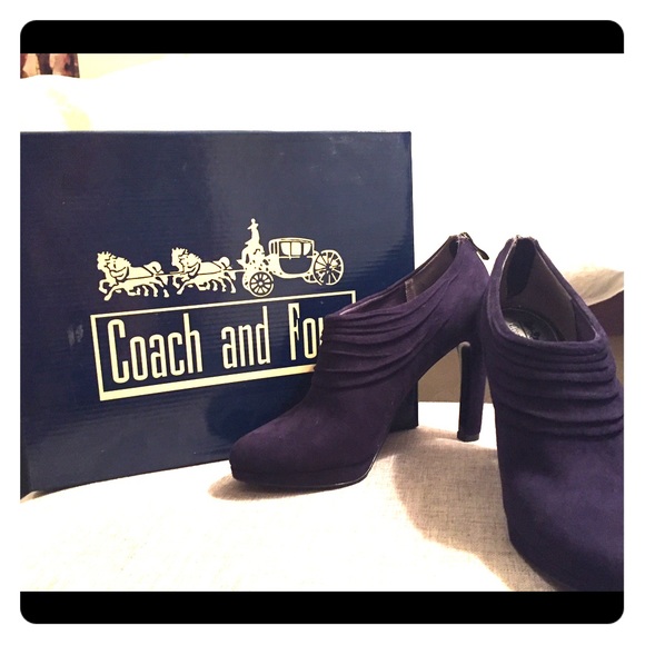 New Coach and Four Plum suede heeled booties 8 1/2