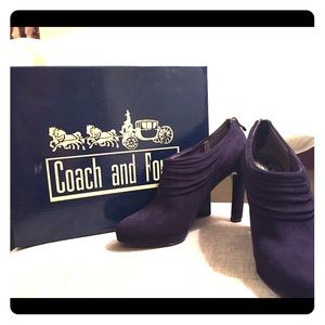 New Coach and Four Plum suede heeled booties 8 1/2