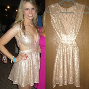 Nasty Gal Gold Sequin Dress with Cutouts