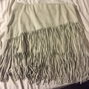 Zara trafaluc suede fringed mini skirt