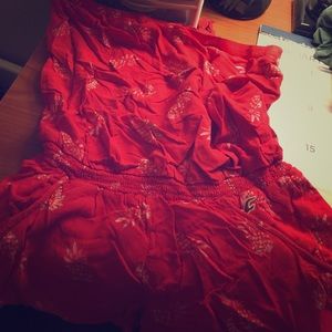 Hollister Strapless Red Pineapple Romper