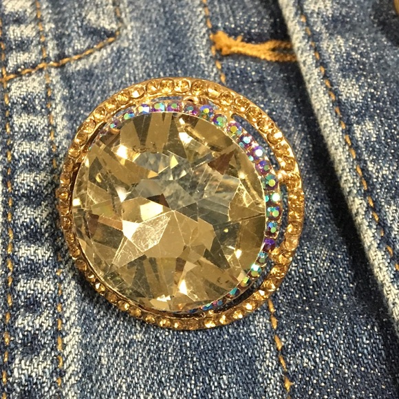 Yellow faux crystal ring - Picture 2 of 4