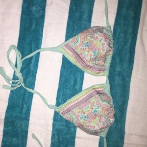 Blue printed bikini top size medium