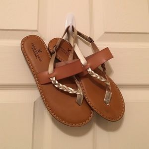 Tannish and gold sandals