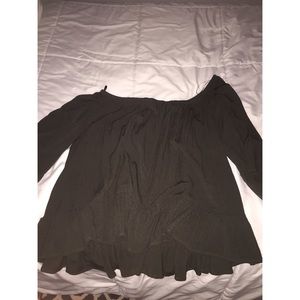 off the shoulder army green shirt