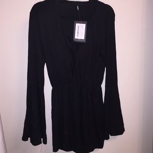 MISSGUIDED black lace up romper never worn size 14