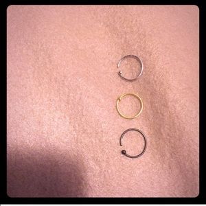 3 nose hoops
