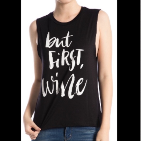 •LAST•'BUT FIRST, WINE' PRINTED TANK🍷 - Picture 3 of 4