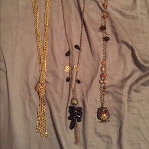 3 long gold necklaces
