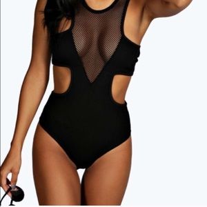 Black mesh cut out bodysuit Medium