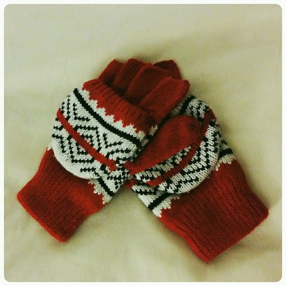 Fleece lined convertible fingerless gloves