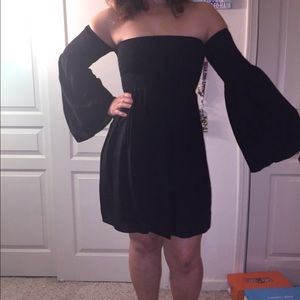 Tube top, bell sleeve dress