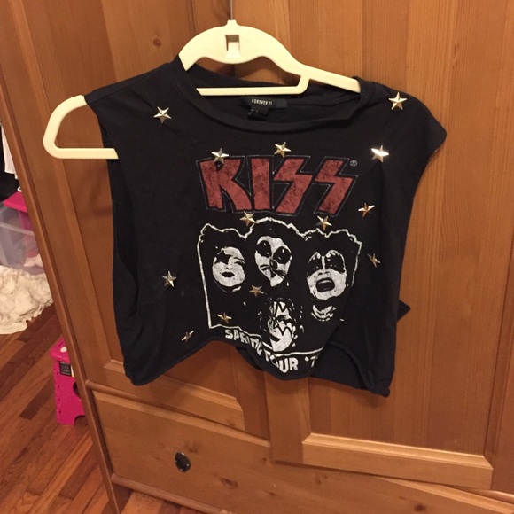 KISS studded crop top