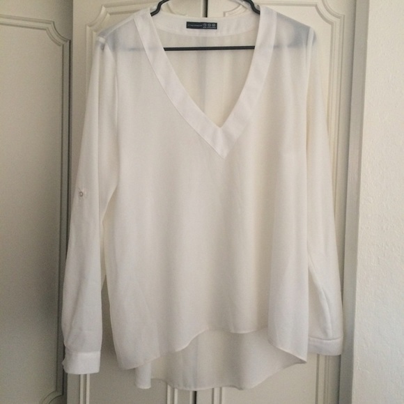 sheer ivory vneck blouse