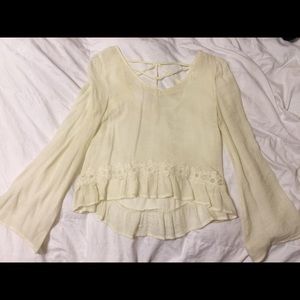 Bell Sleeve Top With Floral Detail