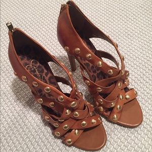 Jessica Simpson studded brown heels.