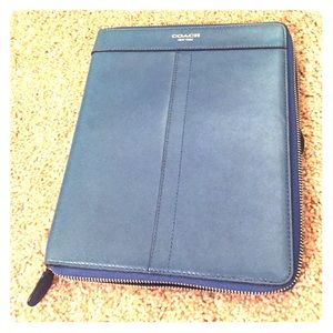 Navy Leather Coach iPad Case