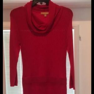 NEW ELLEN TRACY Cowl Neck Sweater Dress Red XS
