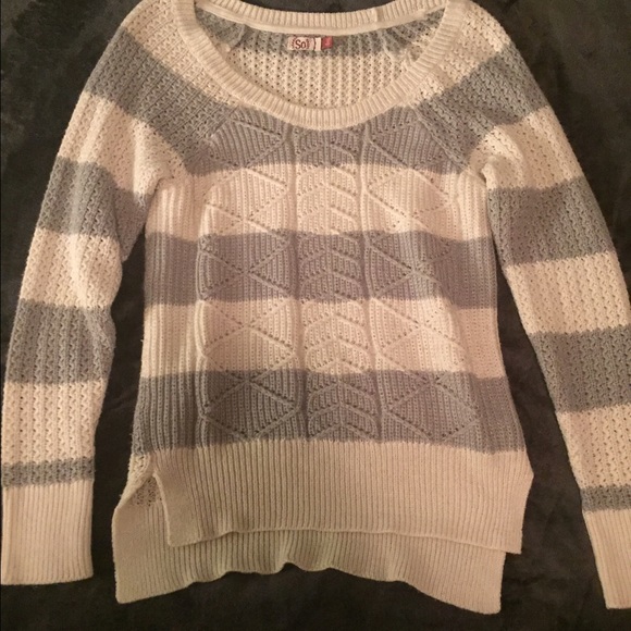Grey and white striped sweater