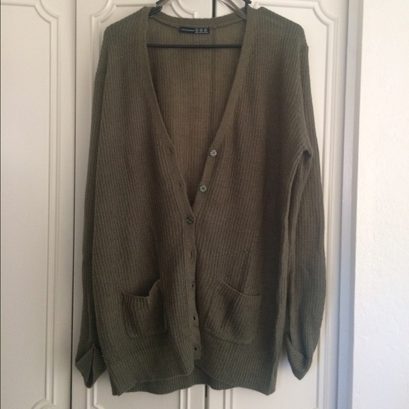 green knit oversized long cardigan grunge 90s L