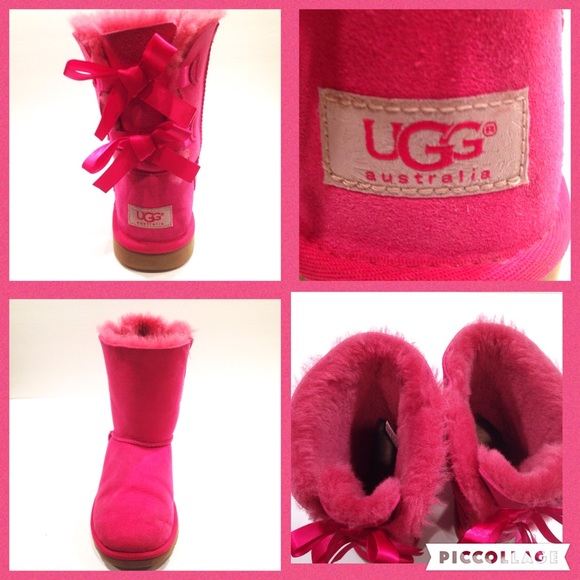 UGG Hot Pink Bailey Boots-Sz 6 - Picture 3 of 4