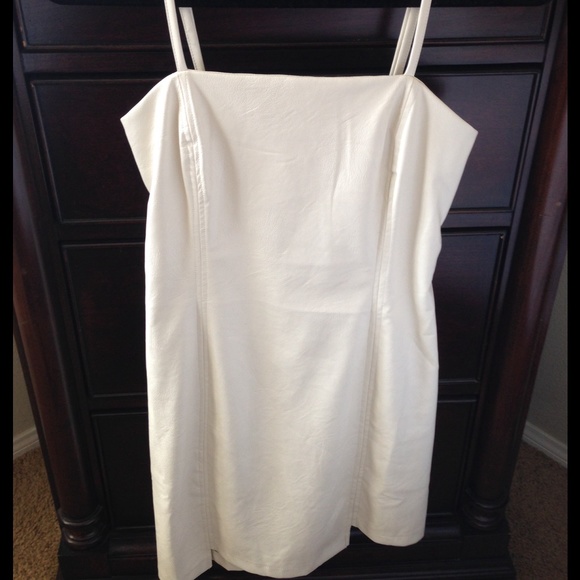 Mink Pink Nobody But  Me Ivory Vegan Leather Dress - Picture 1 of 4