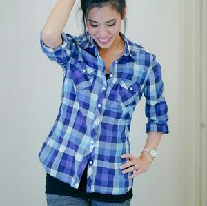Blue plaid shirt